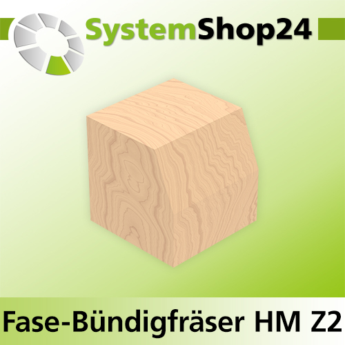 Systemshop24 Fase-Bündigfräser HM Z2 D12mm AL13mm 22° GL48mm S8mm RL