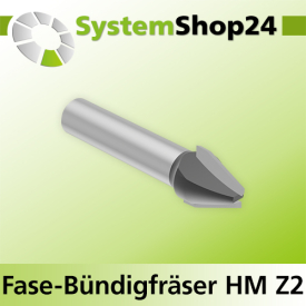 Systemshop24 Fase-Bündigfräser HM Z2 D12mm AL13mm 22° GL48mm S8mm RL