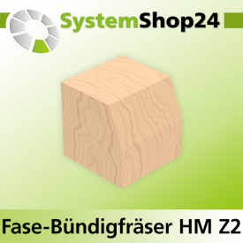 Systemshop24 Fase-Bündigfräser HM Z2 D12mm AL13mm 22° GL48mm S8mm RL