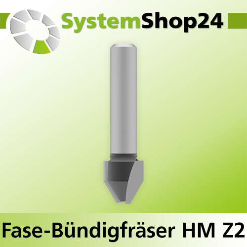 Systemshop24 Fase-Bündigfräser HM Z2 D12mm AL13mm 30° GL48mm S8mm RL