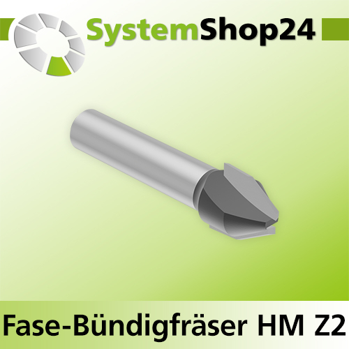 Systemshop24 Fase-Bündigfräser HM Z2 D12mm AL13mm 30° GL48mm S8mm RL