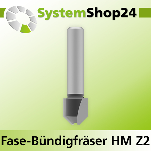 Systemshop24 Fase-Bündigfräser HM Z2 D12mm AL13mm 45° GL48mm S8mm RL