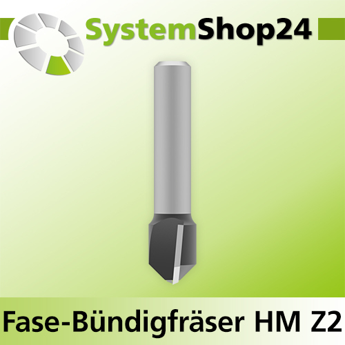 Systemshop24 Fase-Bündigfräser HM Z2 D12mm AL13mm 45° GL48mm S8mm RL