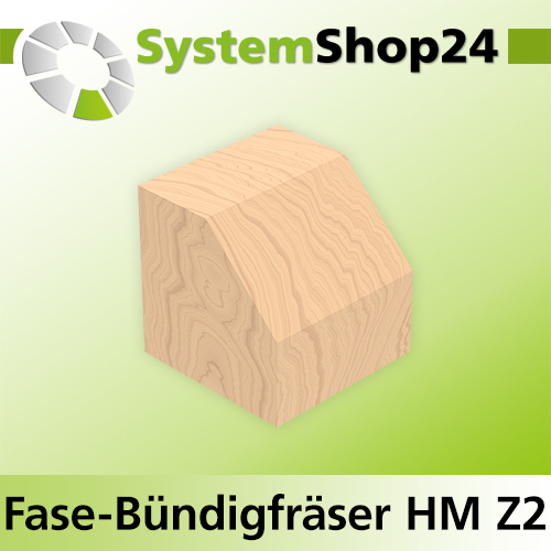 Systemshop24 Fase-Bündigfräser HM Z2 D12mm AL13mm 45° GL48mm S8mm RL