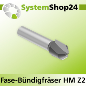 Systemshop24 Fase-Bündigfräser HM Z2 D12mm AL13mm 45° GL48mm S8mm RL