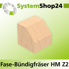 Systemshop24 Fase-Bündigfräser HM Z2 D12mm AL13mm 45° GL48mm S8mm RL
