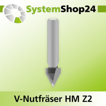 Systemshop24 V-Nut- und Schriftenfräser mit Achswinkel HM Z2 D11mm AL14mm 60° GL49mm S8mm RL