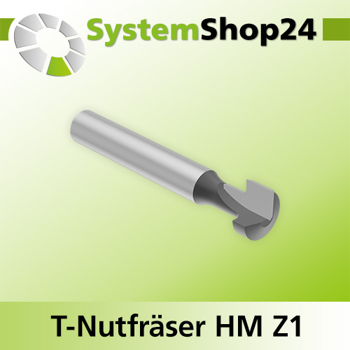 Systemshop24 T-Nutfräser für M5 HM Z1 D1 9,5mm (3/8") D2 4,8mm AL11,1mm AL1 4,8mm AL2 6,3mm (1/4") GL56mm S12mm RL