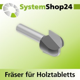 Systemshop24 Fräser für Holztabletts mit Achswinkel HM Z2 D19mm (3/4") AL16mm R6,4mm (1/4") GL51mm S8mm RL