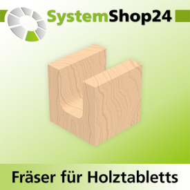 Systemshop24 Fräser für Holztabletts mit Achswinkel HM Z2 D19mm (3/4") AL16mm R6,4mm (1/4") GL51mm S8mm RL