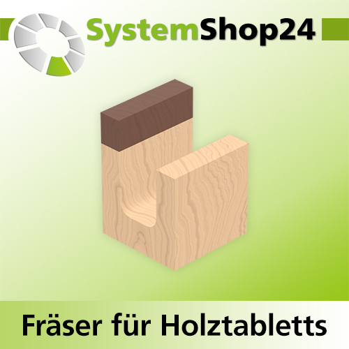 Systemshop24 Fräser für Holztabletts mit Achswinkel und Kugellager HM Z2 D19mm (3/4") AL16mm R6,4mm (1/4") GL62mm S8mm RL