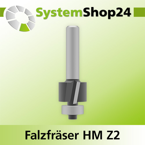 Systemshop24 Falzfräser mit Achswinkel und Kugellager HM Z2 D19mm (3/4") AL12,7mm (1/2") FAT3,2mm (1/8") GL57mm S8mm RL