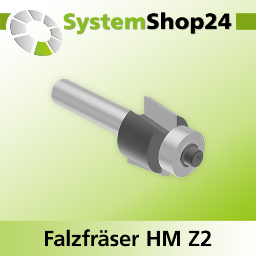 Systemshop24 Falzfräser mit Achswinkel und Kugellager HM Z2 D19mm (3/4") AL12,7mm (1/2") FAT3,2mm (1/8") GL57mm S8mm RL