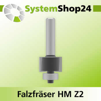 Systemshop24 Falzfräser mit Achswinkel und Kugellager HM Z2 D19mm (3/4") AL12,7mm (1/2") FAT3,2mm (1/8") GL57mm S8mm RL
