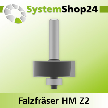 Systemshop24 Falzfräser mit Achswinkel und Kugellager HM Z2 D34,9mm (1 3/8") AL12,7mm (1/2") FAT11,1mm GL57mm S8mm RL