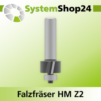 Systemshop24 Falzfräser mit Achswinkel und Kugellager HM Z2 D25,4mm (1") AL12,7mm (1/2") FAT6,3mm (1/4") GL67mm S12mm RL