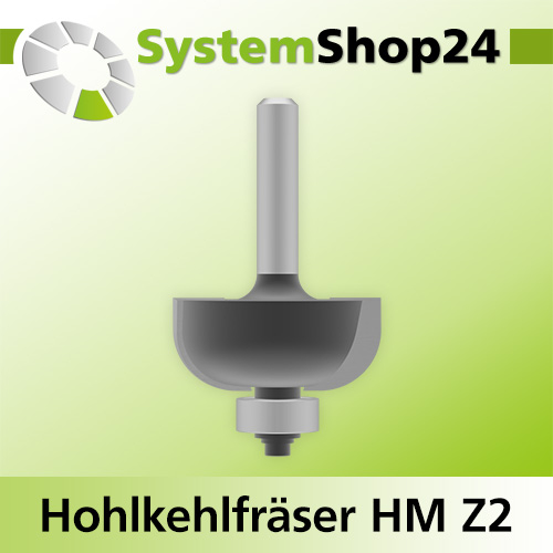 Systemshop24 Hohlkehlfräser mit Achswinkel und Kugellager HM Z2 D31,8mm (1 1/4") AL14,3mm R9,5mm (3/8") GL55mm S8mm SL32mm RL