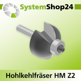 Systemshop24 Hohlkehlfräser mit Achswinkel und Kugellager HM Z2 D31,8mm (1 1/4") AL14,3mm R9,5mm (3/8") GL55mm S8mm SL32mm RL