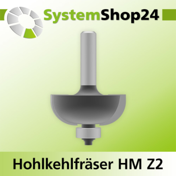 Systemshop24 Hohlkehlfräser mit Achswinkel und Kugellager HM Z2 D38,1mm (1 1/2") AL15,9mm (5/8") R12,7mm (1/2") GL59mm S8mm SL32mm RL