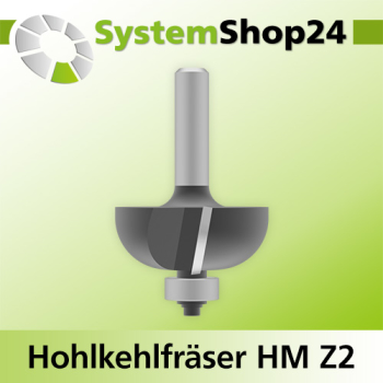 Systemshop24 Hohlkehlfräser mit Achswinkel und Kugellager HM Z2 D38,1mm (1 1/2") AL15,9mm (5/8") R12,7mm (1/2") GL59mm S8mm SL32mm RL