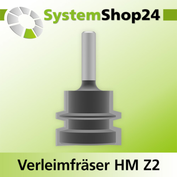 Systemshop24 Verleimfräser HM Z2 D38,1mm (1 1/2") AL31,8mm (1 1/4") 30° GL66mm S8mm RL