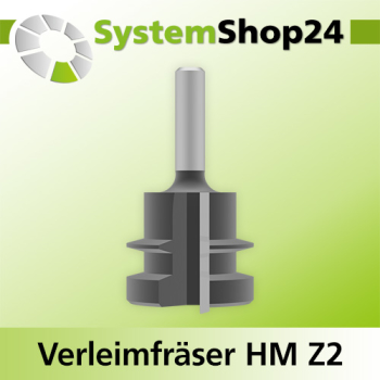 Systemshop24 Verleimfräser HM Z2 D38,1mm (1 1/2") AL31,8mm (1 1/4") 30° GL66mm S8mm RL