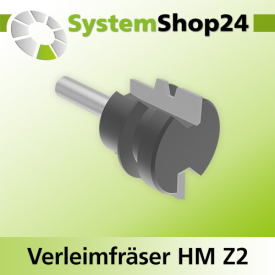 Systemshop24 Verleimfräser HM Z2 D38,1mm (1 1/2") AL31,8mm (1 1/4") 30° GL66mm S8mm RL