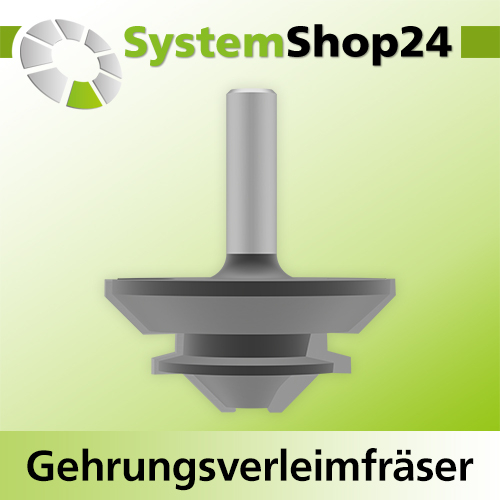 Systemshop24 Gehrungsverleimfräser für 90° Winkel mit Achswinkel HM Z2 D69,9mm (2 3/4") AL31,8mm (1 1/4") 45° GL77mm S12mm RL