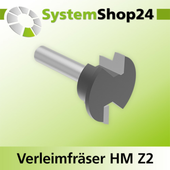 Systemshop24 Verleimfräser für Schubladen HM Z2 D31,8mm (1 1/4") AL12,7mm (1/2") 15° GL48mm S8mm RL
