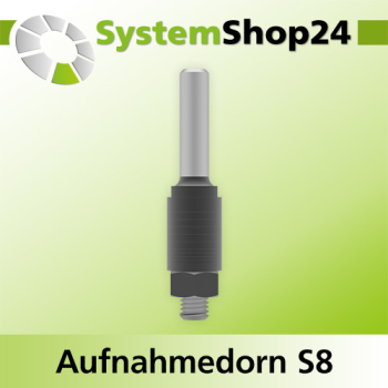 Systemshop24 Aufnahmedorn mit Distanz-/Zwischenringen und Mutter D8mm AL33,5mm GL68,5mm S8mm