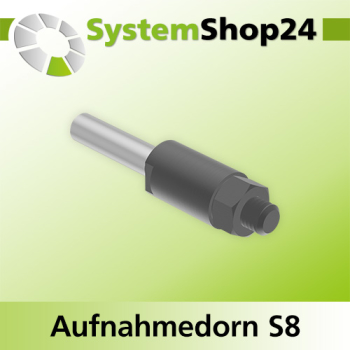 Systemshop24 Aufnahmedorn mit Distanz-/Zwischenringen und Mutter D8mm AL33,5mm GL68,5mm S8mm