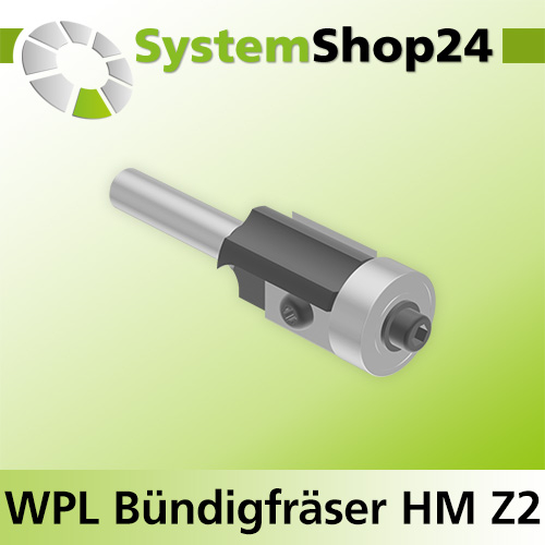 Systemshop24 Wendeplatten-Bündigfräser mit Kugellager Z2 D19mm (3/4") AL20mm GL71mm S8mm RL