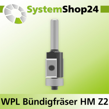 Systemshop24 Wendeplatten-Bündigfräser mit Kugellager Z2 D19mm (3/4") AL20mm GL71mm S8mm RL