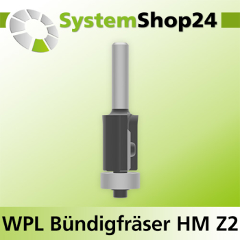 Systemshop24 Wendeplatten-Bündigfräser mit Kugellager Z2 D19mm (3/4") AL20mm GL71mm S8mm RL