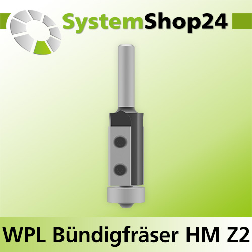 Systemshop24 Wendeplatten-Bündigfräser mit Kugellager Z2 D19mm (3/4") AL30mm GL81mm S8mm RL