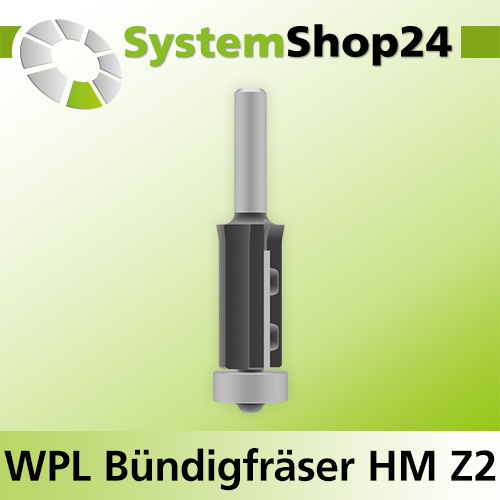 Systemshop24 Wendeplatten-Bündigfräser mit Kugellager Z2 D19mm (3/4") AL30mm GL81mm S8mm RL