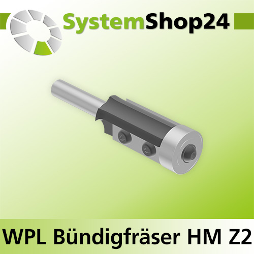 Systemshop24 Wendeplatten-Bündigfräser mit Kugellager Z2 D19mm (3/4") AL30mm GL81mm S8mm RL