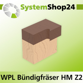 Systemshop24 Wendeplatten-Bündigfräser mit Kugellager Z2 D19mm (3/4") AL30mm GL81mm S8mm RL