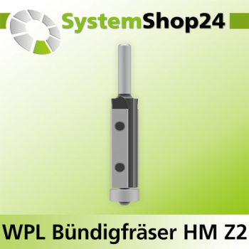 Systemshop24 Wendeplatten-Bündigfräser mit Kugellager Z2 D19mm (3/4") AL50mm GL101mm S8mm RL