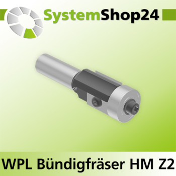Systemshop24 Wendeplatten-Bündigfräser mit Kugellager Z2 D19mm (3/4") AL20mm GL79mm S12mm RL