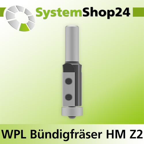 Systemshop24 Wendeplatten-Bündigfräser mit Kugellager Z2 D19mm (3/4") AL30mm GL89mm S12mm RL
