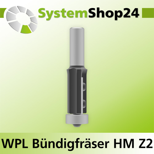 Systemshop24 Wendeplatten-Bündigfräser mit Kugellager Z2 D19mm (3/4") AL30mm GL89mm S12mm RL
