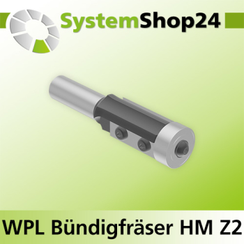 Systemshop24 Wendeplatten-Bündigfräser mit Kugellager Z2 D19mm (3/4") AL30mm GL89mm S12mm RL