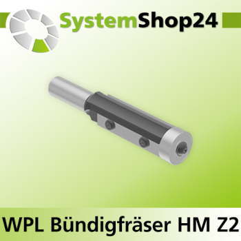 Systemshop24 Wendeplatten-Bündigfräser mit Kugellager Z2 D19mm (3/4") AL50mm GL109mm S12mm RL