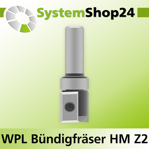 Systemshop24 Wendeplatten-Bündigfräser mit Kugellager am Schaft Z2 D19mm (3/4") AL19,5mm GL67,5mm S12mm RL