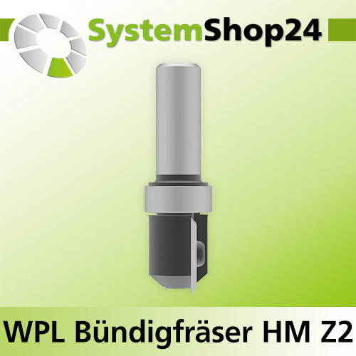 Systemshop24 Wendeplatten-Bündigfräser mit Kugellager am Schaft Z2 D19mm (3/4") AL19,5mm GL67,5mm S12mm RL