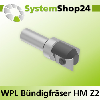 Systemshop24 Wendeplatten-Bündigfräser mit Kugellager am Schaft Z2 D19mm (3/4") AL19,5mm GL67,5mm S12mm RL