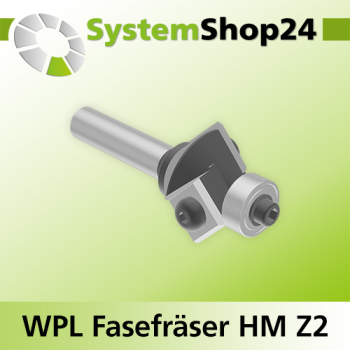 Systemshop24 Wendeplatten-Fasefräser mit Kugellager Z2 D28,6mm (1 1/8") AL7,9mm 45° GL60mm S8mm RL