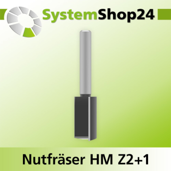 Systemshop24 Nutfräser HM Z2+1 D17mm AL30mm GL75mm S8mm RL
