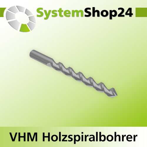 Systemshop24 VHM Holzspiralbohrer S10mm SL40mm D9mm AL90mm GL130mm RL